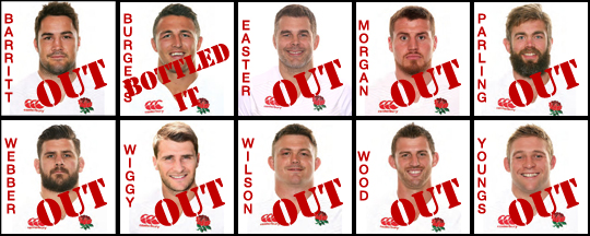England Rugby Squad 2016 rejects